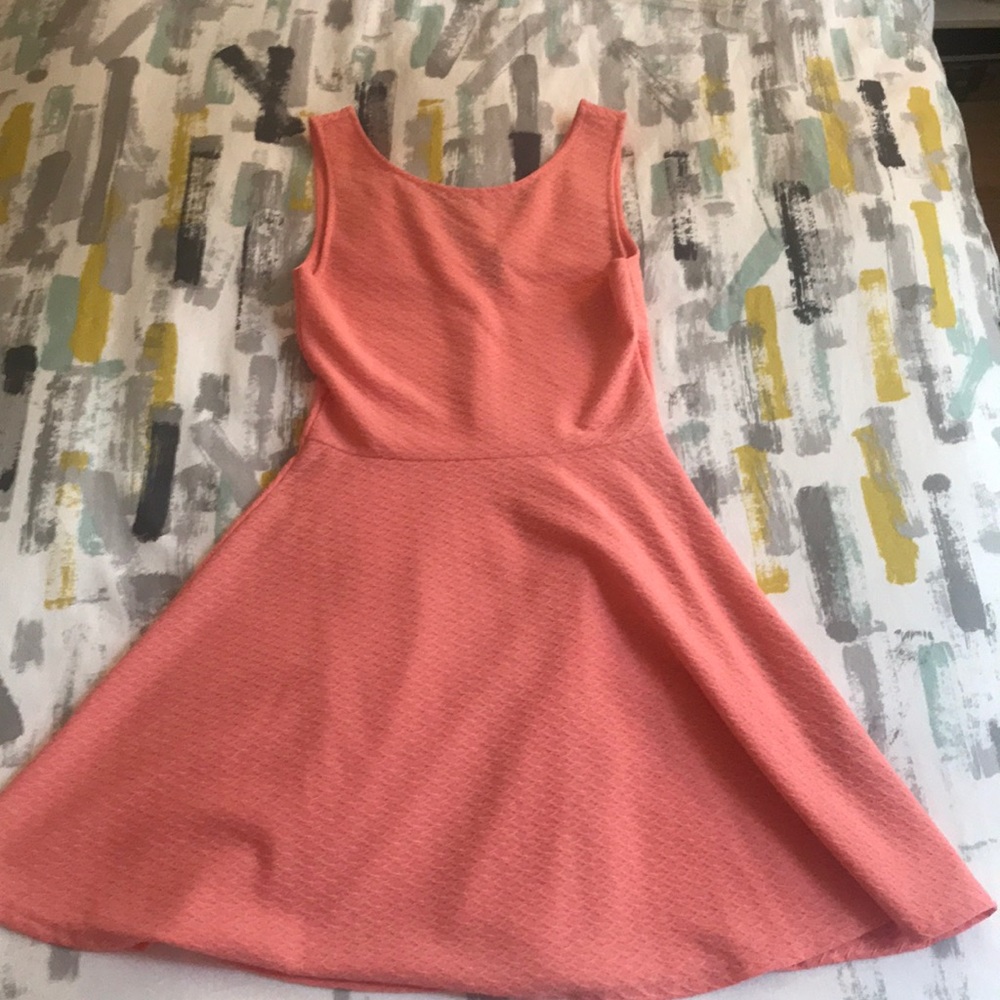 Neon coral skater dress